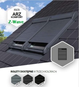 Roleta zewnętrzna Fakro ARZ KOMFORT Z-Wave 78x118 do okien dachowych Fakro i OptiLight