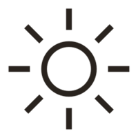 Minimalist sun icon with radiating lines.